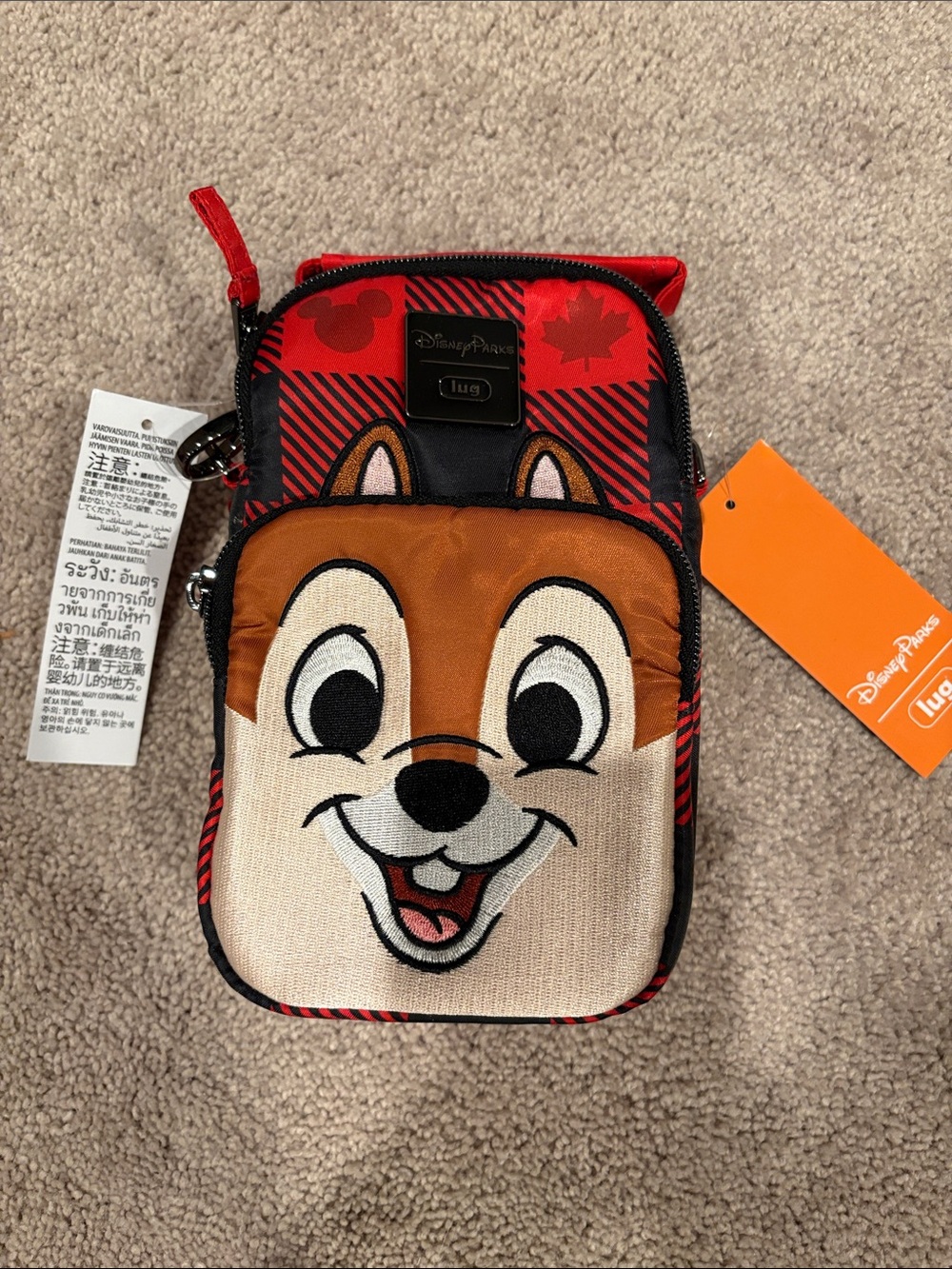Disney Brown and Red Chip Face Lug Bag